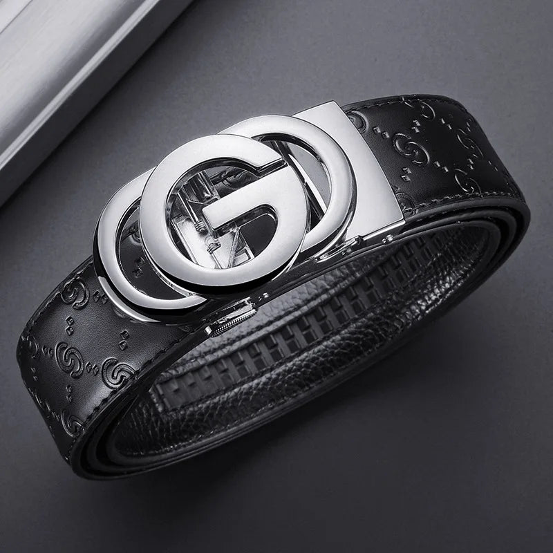 Belt with Automatic Buckle Embossed Pattern Design