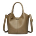 Handbag Soft Leather Microfiber Casual Tote Bag - Deep Khaki