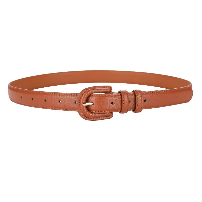 Buckle Belt with Wide Waistband for Everyday Wear - Brown