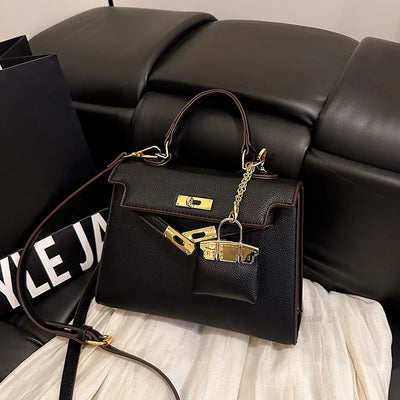 Lockable Satchel With Charm Pouch And Chain Accent Pro