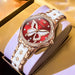 Watch Butterfly Dial Crystal Bezel and Luminous Hands - Red
