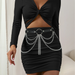 Harness Belt with Chain Drapes Statement Accessory - C