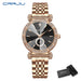 Diamond Accent Round Dial Crystal Watch With Crystals - Rose Black