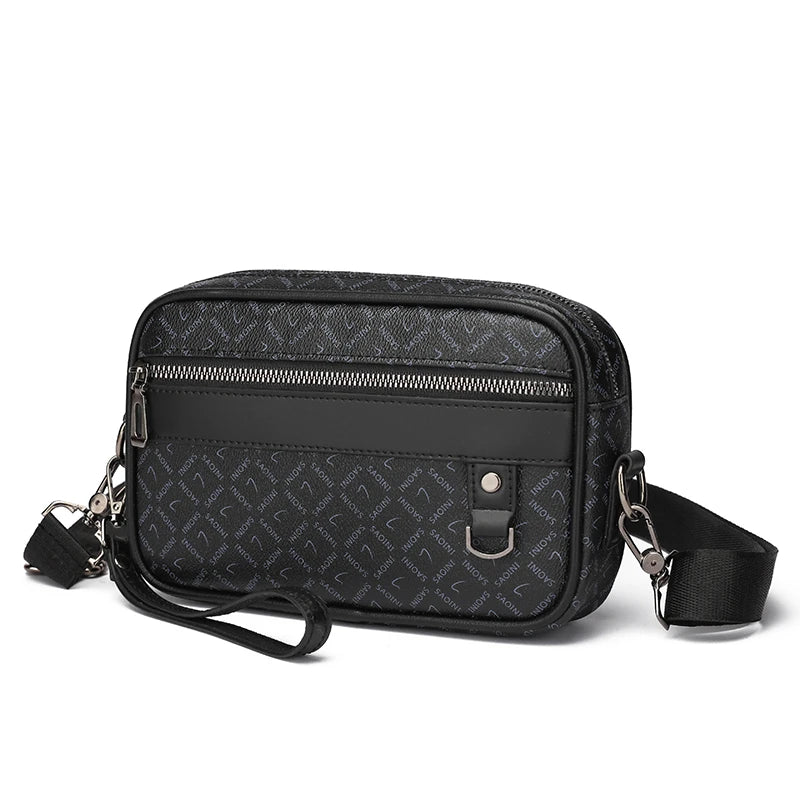 Men Shoulder Bag PU Leather Zipper Closure