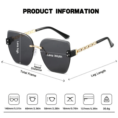 Borderless Cat Eye Sunglasses with Gradient UV Lenses - WO2MEN