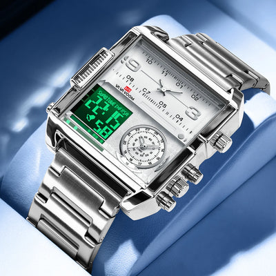 Square LED And Analog Watch with Quartz Movement