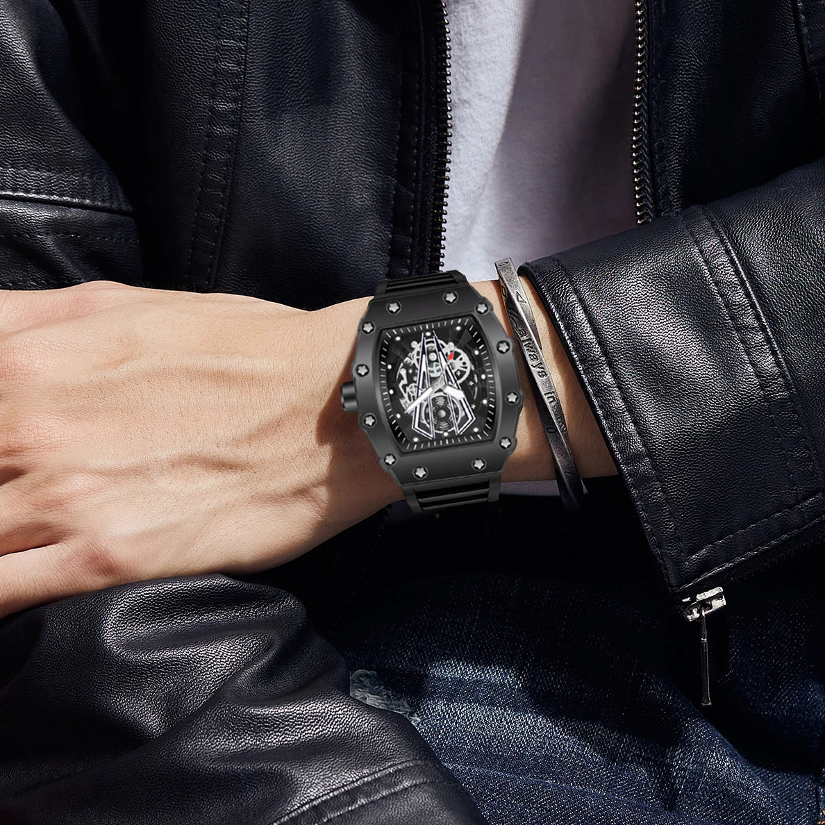 Skeleton Dial Watch with Multifunction Mechanism