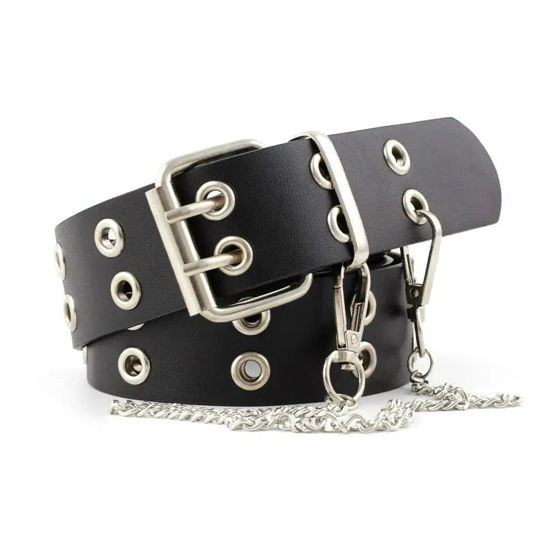 Belt Studded PU Leather Chain with Star Grommets