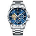 Tourbillon Automatic Watch for Men Wristwatch Timepiece - Silver Blue