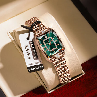 Square Dial Timepiece With Diamond Set Frame Crystal