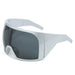 Oversized Sunglasses Shield UV400 for Cycling - Silver Gray