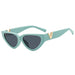 Cat Eye Sunglasses With V Accent Frame Everyday Style - Blue Gray