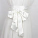 Elegant Ladies Wide Waist Belt with Bow Tie Sash - White