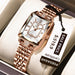 Square Dial Timepiece With Diamond Set Frame Crystal - White