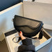 Saddle Curve Crossbody Bag With Wide Strap Adjustable - Black