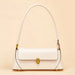 Baguette Shoulder Bag With Delicate Gold Tone Hardware - White