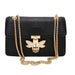 Crocodile Print Crossbody Bag Bee Lock Charm Chain - Black