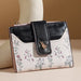 Floral Charm Wallet with Zipper Coin Pocket Card Slots - Black