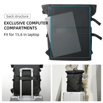 Expandable Travel Backpack with Roll Top Design Elite - WO2MEN