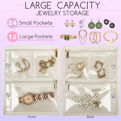 Travel Jewelry Organizer Case with Clear Pockets