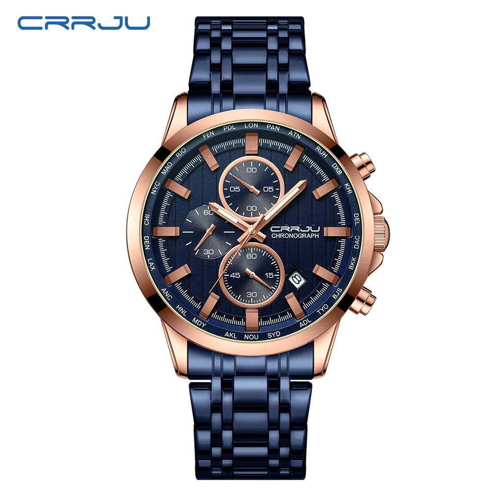 Global Quartz Chronograph Watch With World Time Dial