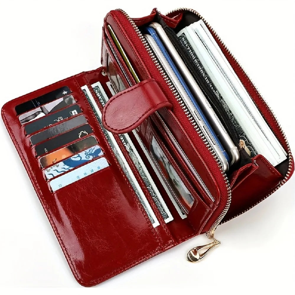 Zipped Long Wallet with Card Slots And Wrist Strap