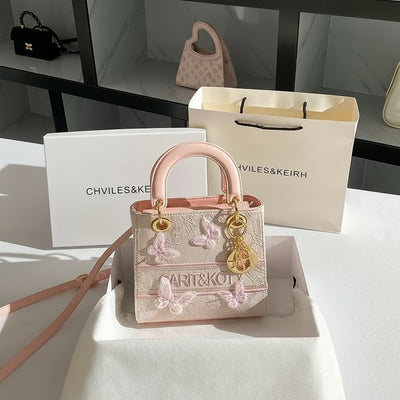Butterfly Lace Mini Handbag with Delicate Embellishment