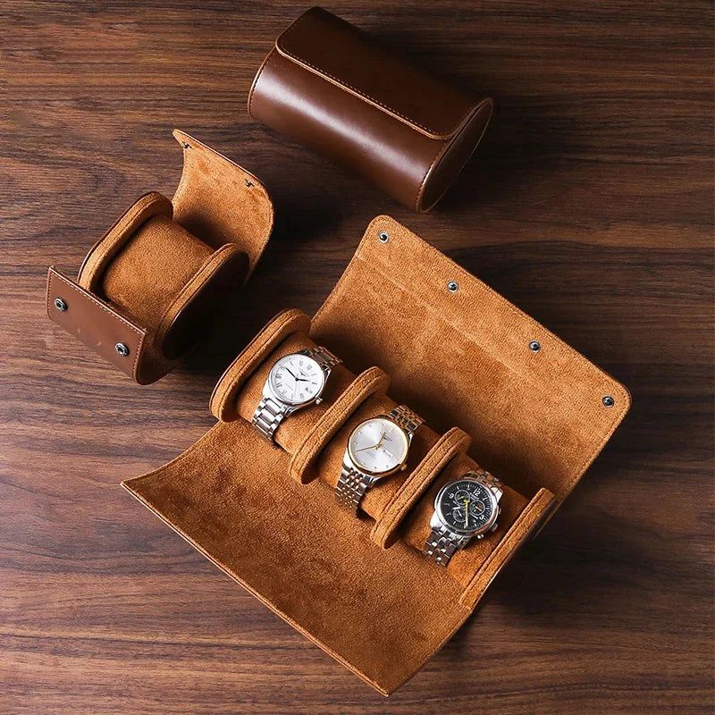 Watch Roll Leather with Removable Pillows