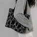 Canvas Tote Bag Cat Print Casual Everyday Tote - Black