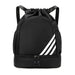 Drawstring Gym Backpack with Bottom Zipper Closure - Black V4