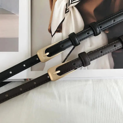 Womens Minimalist Belt with Needle Button Buckle