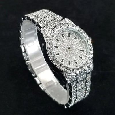 Elegant Paved Dial Watch With Crystal Accents