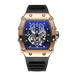 Skeleton Dial Sport Watch with Rubber Strap Tonneau - Rose Gold