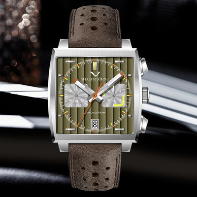 Chronograph Square Wristwatch with Strap Movement
