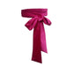 Velvet Bowknot Self Tie Waist Belt with Ribbon Ends - Rose Red