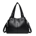 Genuine Soft Leather Handbag Shoulder Tote Bag - Black