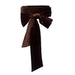 Velvet Bowknot Self Tie Waist Belt with Ribbon Ends - Coffee