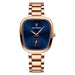 Watch Square Dial with Subdial for Everyday Elegance - Rose Gold Blue