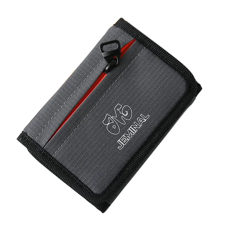 Compact Trifold Card Wallet With Zipper Closure