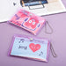 Transparent PVC Card Case Wallet with Chain Clip - Purple