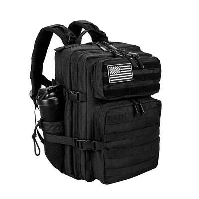 Tactical Backpack with Molle System and Bottle Holder - Black