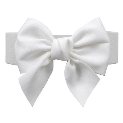 Bow Front Elastic Belt with Large Ribbon Accent