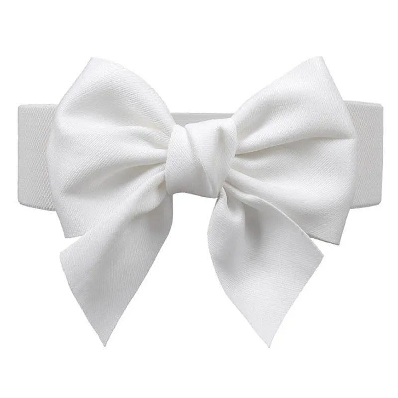 Bow Front Elastic Belt with Large Ribbon Accent