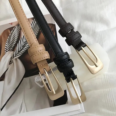 Womens Minimalist Belt with Needle Button Buckle