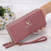 Zip Around Wallet with Tassel Strap Quilted Pattern - Pink