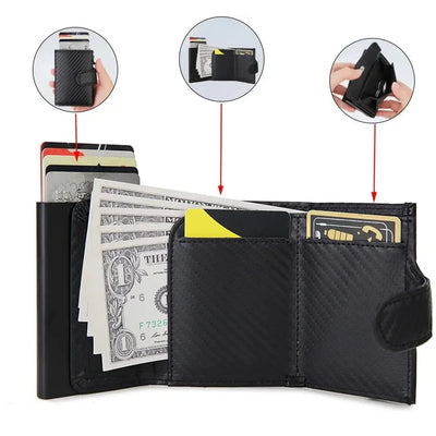 Structured Slim RFID Wallet Card Holder Trifold Compact - WO2MEN