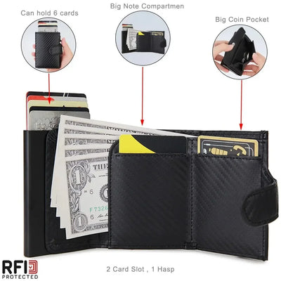 Refined RFID Trifold Wallet for Cards and Coin Pocket