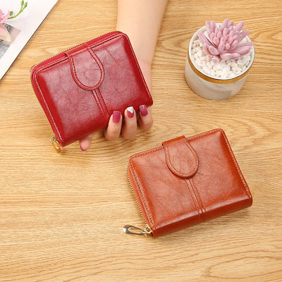 Short Wallet with Zipper and Card Holder Compact