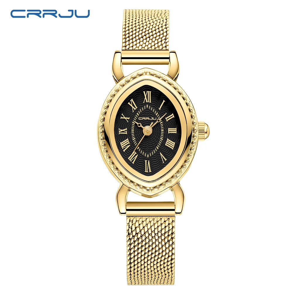 Vintage Oval Dial Mesh Delicate Bracelet Timepiece