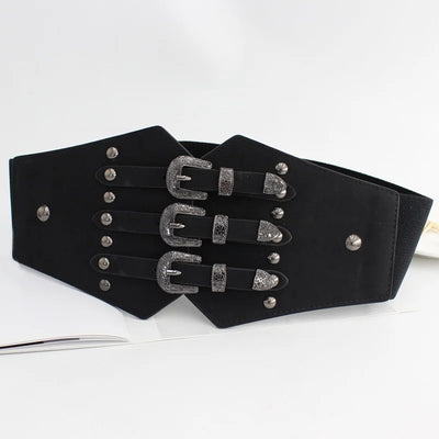 Corset Belt with Elastic Waist And Buckle Straps